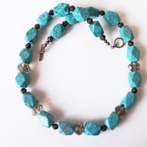 Green Magnesite, antique cooper necklace , new (#911)